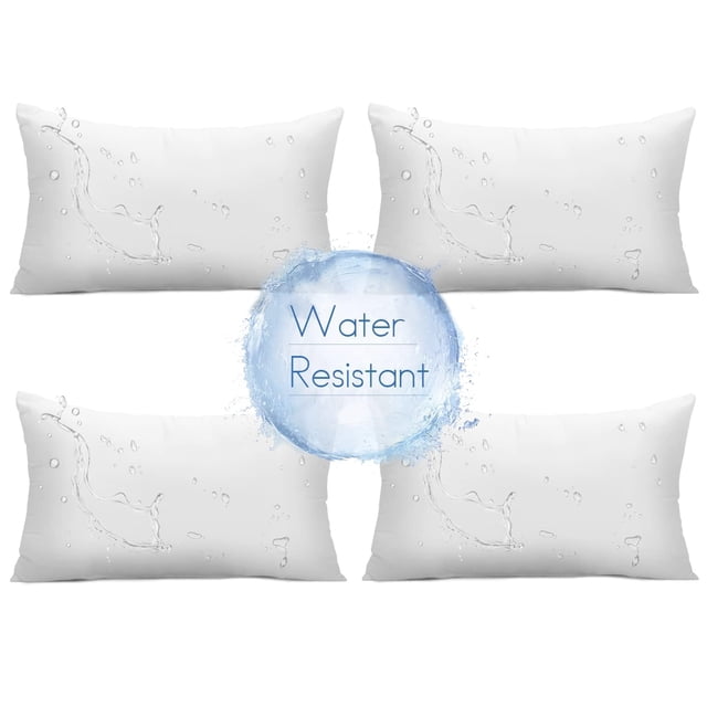 Ashler Almohadas lumbares para exteriores, 12 x 20, almohadas para exteriores, juego de 4, rellenos de almohada resistentes al agua, hipoalergénicos para patio, banco, jardín, interior