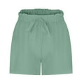 thumbnail image 4 of Linen Shorts for Women, Summer Casual Wide Leg Short Pants with Pockets, Loose High Waist Drawstring Dressy Beach Shorts Green XL, 4 of 6
