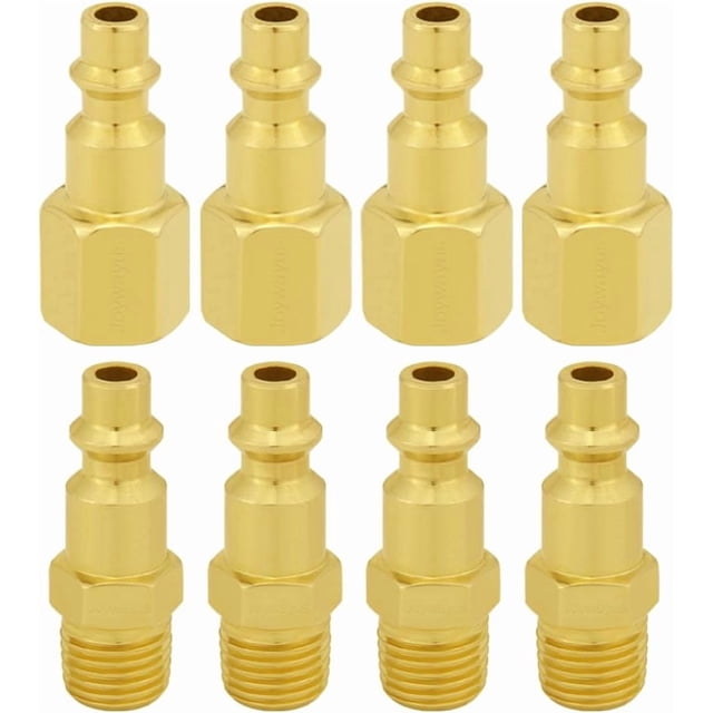 8 Piece Brass 1/4 Inch NPT Female Male Industrial Air Hose Quick Connect Plug