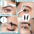thumbnail image 2 of MORGLES Eyebrow Tweezers Kit, 8 Pcs Stainless Steel Precision Brow Shaping Set with Scissors, Razor, Brush & Travel Case, Green, 2 of 7