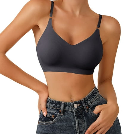 Mifelio Sports Bras for Women High Support Womens Comfort Lightly Lined Seamless Wireless Triangle Bralette Bra Bralettes for Women Black S