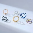 thumbnail image 4 of Neinkie 5Pcs Nose Rings Single Piercing Shiny Thin Electroplating All-match Decoration Stainless Steel Women Men Double Spiral Twist Nose Hoop Rings for Daily Life, 4 of 7