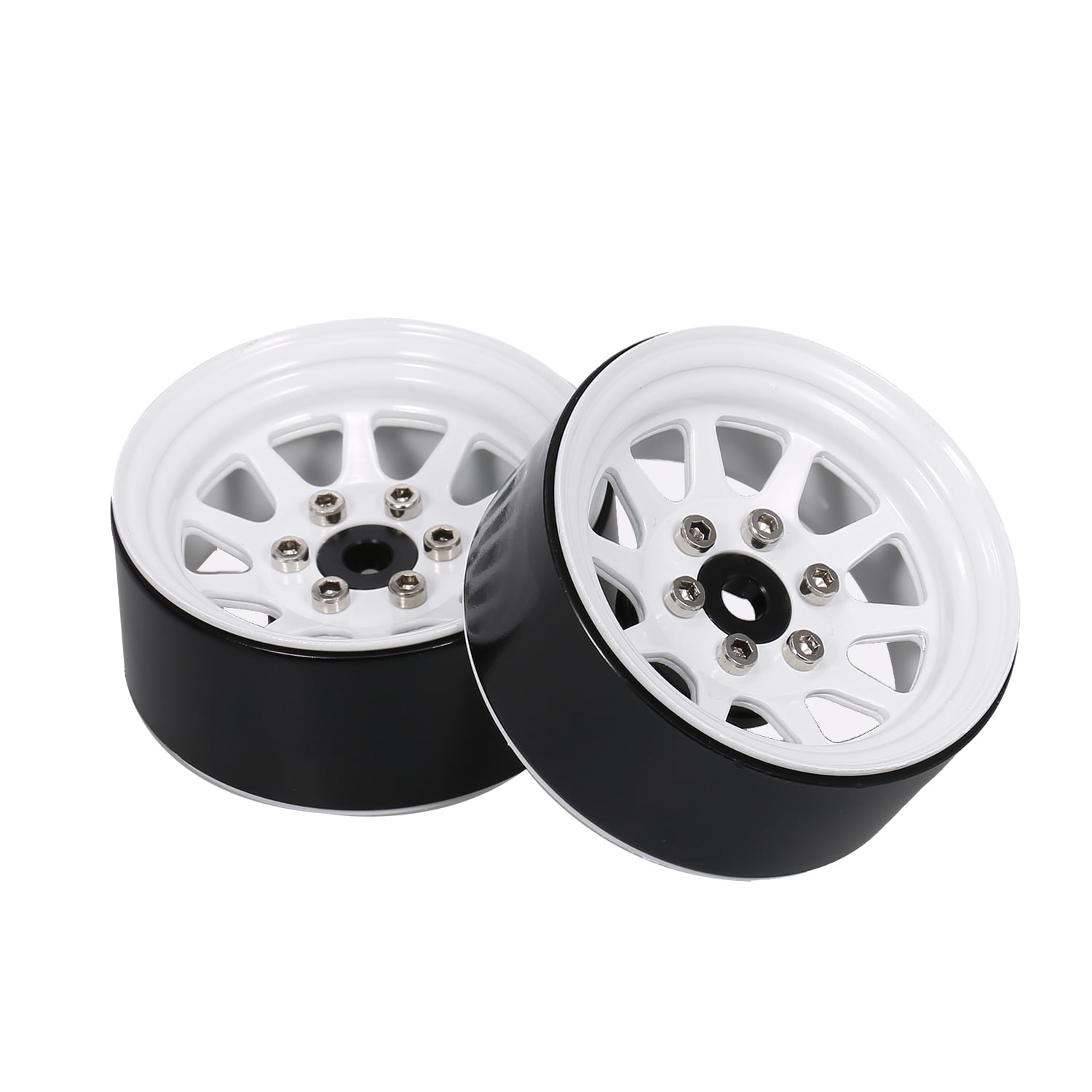 2pcs RC 1.9'' Alum Beadlock Wheels rims For 1/10 RC 4WD Axial 1.9 Crawler Tires 