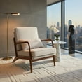 thumbnail image 4 of Demi Bonn Modern Accent Chair, Elegant Armchair with Rubber Wood Armrests and Removable Back, Suitable for Living Room Bedroom Reception Room Office, Beige, 4 of 8