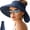 Blue, variant on Sun Hats for Women Wide Brim Straw Visor Hat Ponytail Open Top Packable Sun Hat Women Foldable Roll-Up Beach Hats for Women Summer Travel