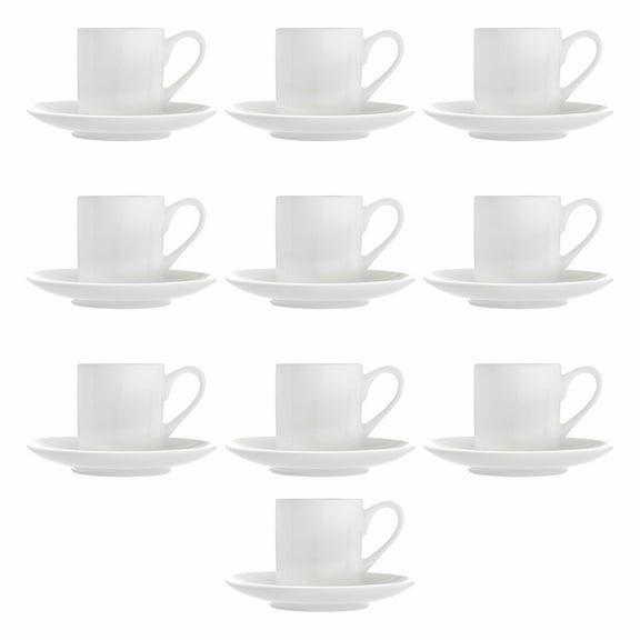 10 Espresso Cups with Saucers Set, 3 oz. - Practical, Porcelain, Coffee Shops - White