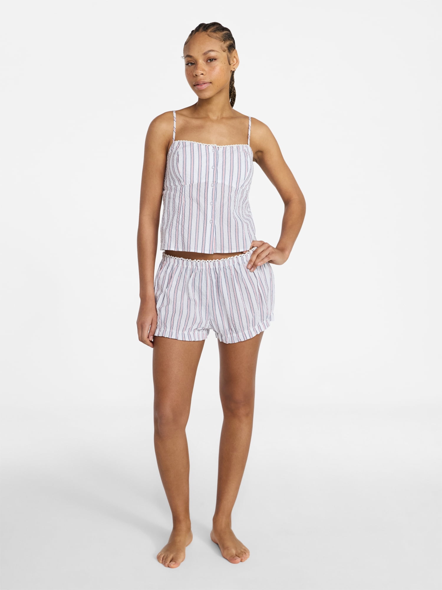 No Boundaries Cami Top and Bloomer Shorts Sleep Set, 2-Piece, Women's XS-XXL