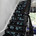 thumbnail image 2 of Flortlias 15Pcs Leather Textured Vinyl Peel and Stick Stair Riser Decals, Self-Adhesive Staircase Riser Stickers, Textured PVC Light Blue Poppy, 2 of 4