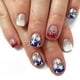 thumbnail image 4 of Uñas postizas, cortas, brillantes, Día de la Independencia, nuevas líneas irregulares, brillo, parche para uñas 24PSC, 4 of 5