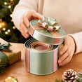 thumbnail image 3 of Round Decorative Metal Christmas Storage Box, Festive Gift and Treat Container for Holiday Party Favors and Decor Organization, 1 Pack, 3 of 3