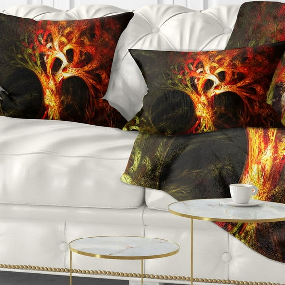 Designart Magical Orange Psychedelic Tree - Abstract Throw Pillow - 12x20