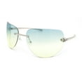 thumbnail image 2 of Rimless Oversized Curved Oceanic Lens Leopard Jewel Arm Sunglasses Silver - Blue Yellow, 2 of 4