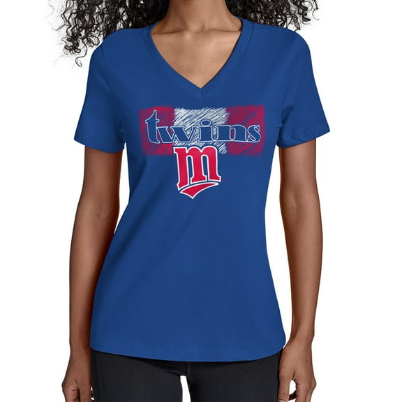 Women's Starter Royal Minnesota Twins Team Color Shading V-Neck T-Shirt