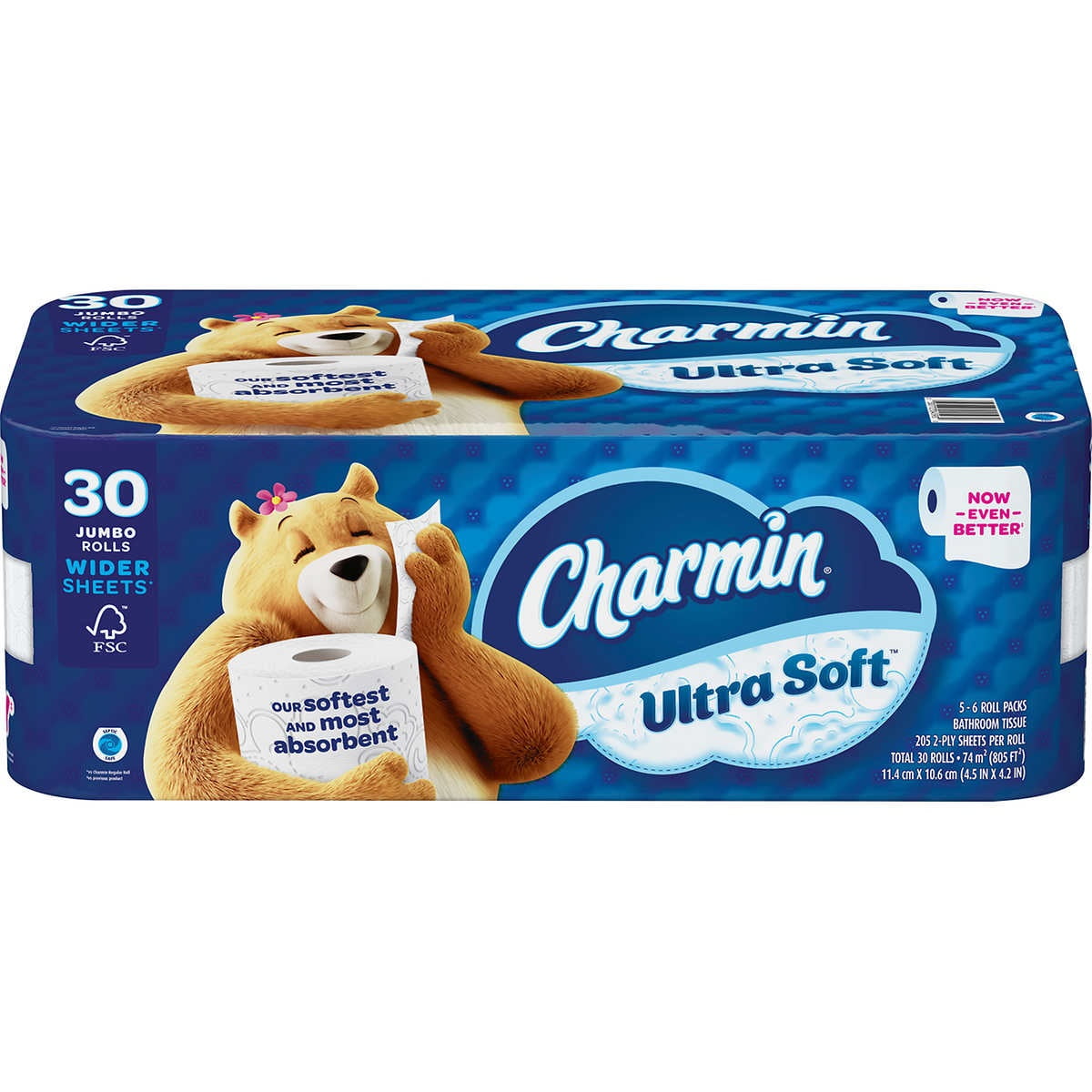 Charmin Ultra Soft Bath Tissue, Jumbo Roll, 2Ply, 4.5" x 4.2", 205