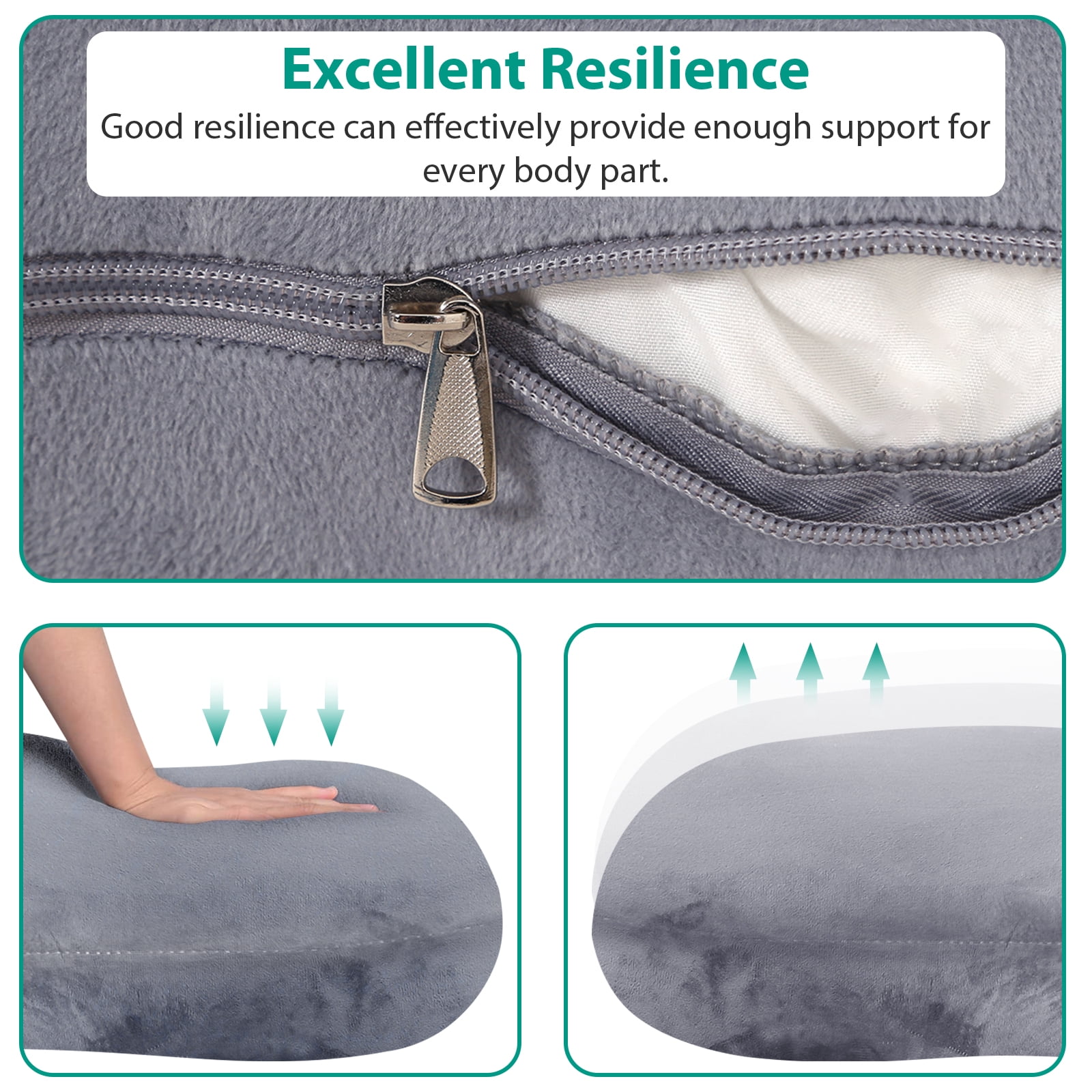BATTOP Pregnancy Pillow for Side Sleeping, Soft J Shaped Maternity Body Pillows for Pregnancy with Removable Cover, Support for Back, Hips, Legs, Belly for Pregnant Women, Gray