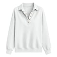 thumbnail image 6 of Warop Women's Lapel Button and Snap Sweatshirt Long Sleeve Loose Casual Pullover for Spring Winter and Daily, 6 of 6