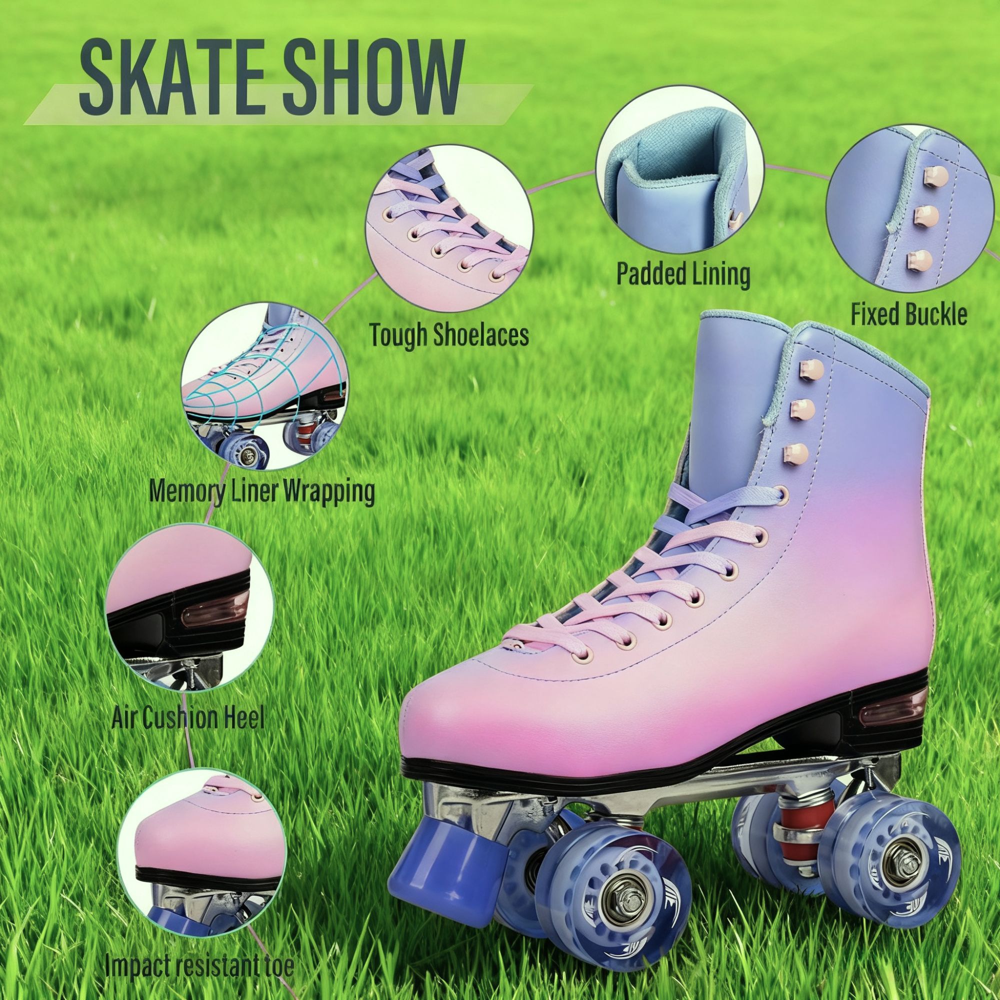JZY Adult High-Top Retro Roller Skates, Unisex Glitter Skates for Indoor/Outdoor Use, PU Durable Wheels, Stable Weight Support