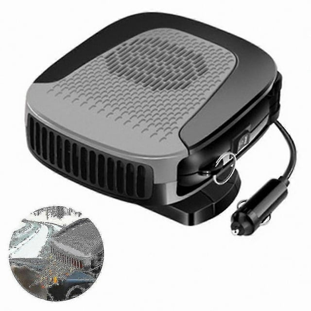 12V Car Heater with Dual Heating and Cooling Modes for Quick Defrosting and Windshield Ventilation via Cigarette Lighter Adapter
