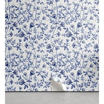Ambesonne Watercolor Peel & Stick Wallpaper for Home, Long Branches Flowers, 13"x100", Blue White and Ceil Blue