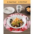 thumbnail image 3 of 13 Inch Round Placemats Set of 4, Valentine's Day Non Slip Heat Insulation PP Table Mats, Red Love Tree Gnomes Roses Pink Romance Washable Place Mats for Kitchen Dining Party Table Decor, 3 of 7