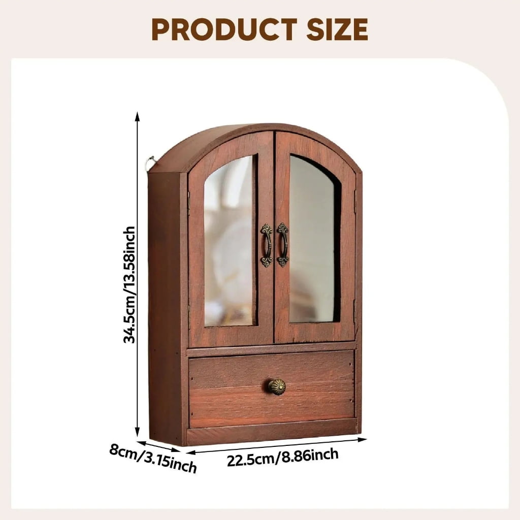MOMOJIA Wooden Desktop Organizers Cabinet with Drawer Decorative Shelf For Makeup Cosmetic Sundries Display Storage Rack Gift