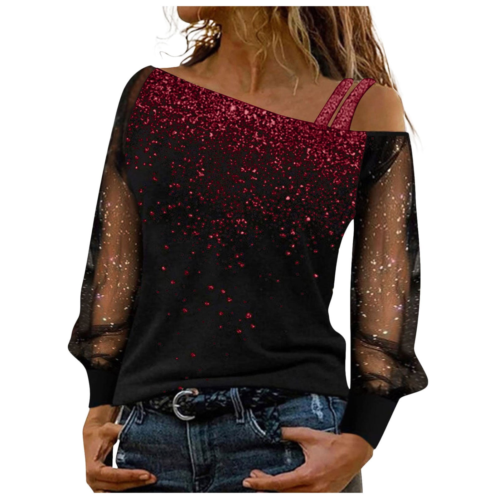 ladies sparkly evening tops