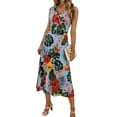 thumbnail image 3 of TaTaai Ladies Sleeveless V-Neck High Waisted Printed Casual Dress High Elastic Comfortable Fabric Slim Fit Fashion Dress for Spring Summer Daily Life Gift, 3 of 7