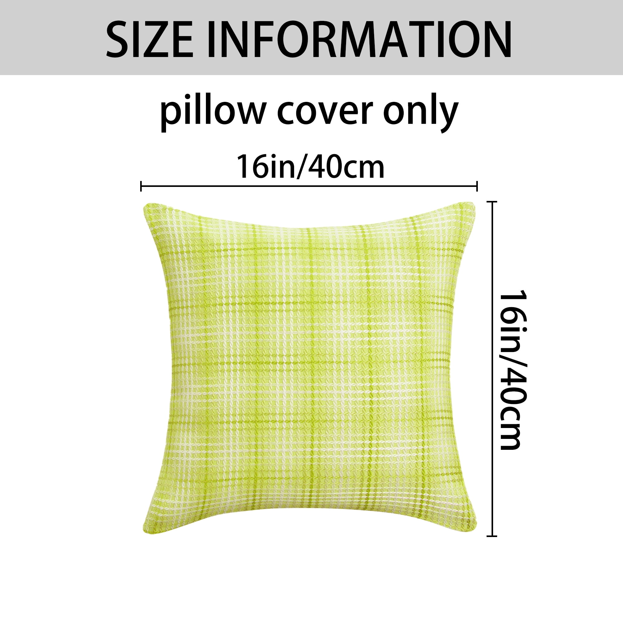 Unique Bargains Plaid Decorative Throw Pillow Covers Pack of 2 Green 16" x 16"