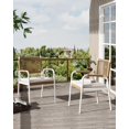 thumbnail image 3 of Set of Two Rattan Patio Chairs – Outdoor Rattan Dining Chairs, Metal Frame, Stylish Square Rattan Design, Perfect for Balcony, Backyard and Poolside, (White and Brown) (Black and Brown), 3 of 7