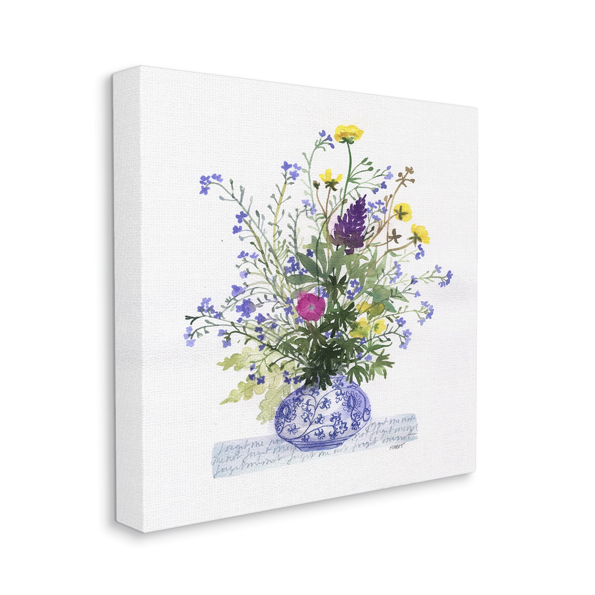 Stupell Industries Mixed Delicate Flowers Arrangement Cursive Words Pattern Painting Gallery Wrapped Canvas Print Wall Art, Design by unknown
