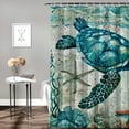 thumbnail image 2 of Awypu Shower Curtain Sea Turtle Ocean Theme (Sea Turtle) - Waterproof, Various Sizes, Easy Installation White, 2 of 7