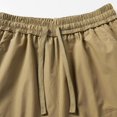 thumbnail image 6 of LWavelet Men's Cargo Wide Leg Pants - Drawstring Waist Multiple Pockets Utility Fabric Casual Daily Pants Khaki 3XL, 6 of 9