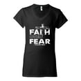 thumbnail image 2 of Wild Bobby, Faith Over Fear Psalm 118:6 White, Inspirational/Christian, Women Standard V-Neck Tee, Black, Medium, 2 of 3