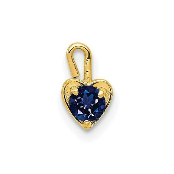 Finest Gold 14K Yellow Gold September Synthetic Birthstone Heart Charm