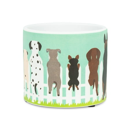 Set of 12 Small Dogs on Fence Planter