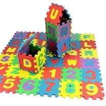 LSLJS 36 Pcs Kids Foam Play Mat, Educational Toddler Toys Colorful Interlocking Alphabet and Numbers Puzzle Blocks Play Mats, Soft Reusable Letter EVA Foam Tiles Room Decor for Floor(5.5x5.5 inch)