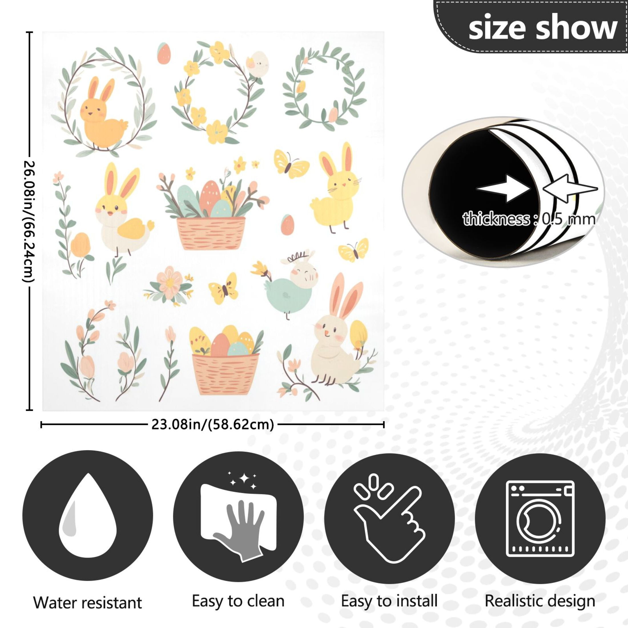 Dishwasher Magnetic Sticker 23x26 Inch Refrigerator Magnetic Sticker Washing Machine Magnetic Sticker Kitchen Panel Magnetic Sticker Home Decor Cartoon Easter Elements