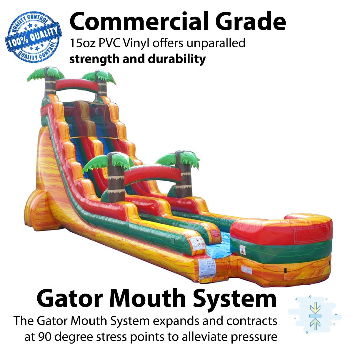 TentandTable Commercial Inflatable Water Slide, Fire Marble Tropical with Blower, 22 ft