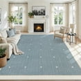 thumbnail image 5 of Garvee 10'x14' Modern Bordered Area Rug Geometric Carpet with Non Slip Backing, Contemporary Cross Motifs Dot Rug Washable Rug for Living Room Bedroom Home Decor, Blue, 5 of 10