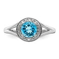 thumbnail image 4 of Sterling Silver Rhodium-plated Diamond & Blue Topaz Ring, 4 of 6
