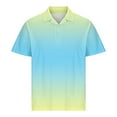 thumbnail image 4 of Vetsdori Shirts for Men Polo Short Sleeve Pull-On Gradient Print Collared Office Outdoor Mint Green Mens T-Shirts Travel, 4 of 6