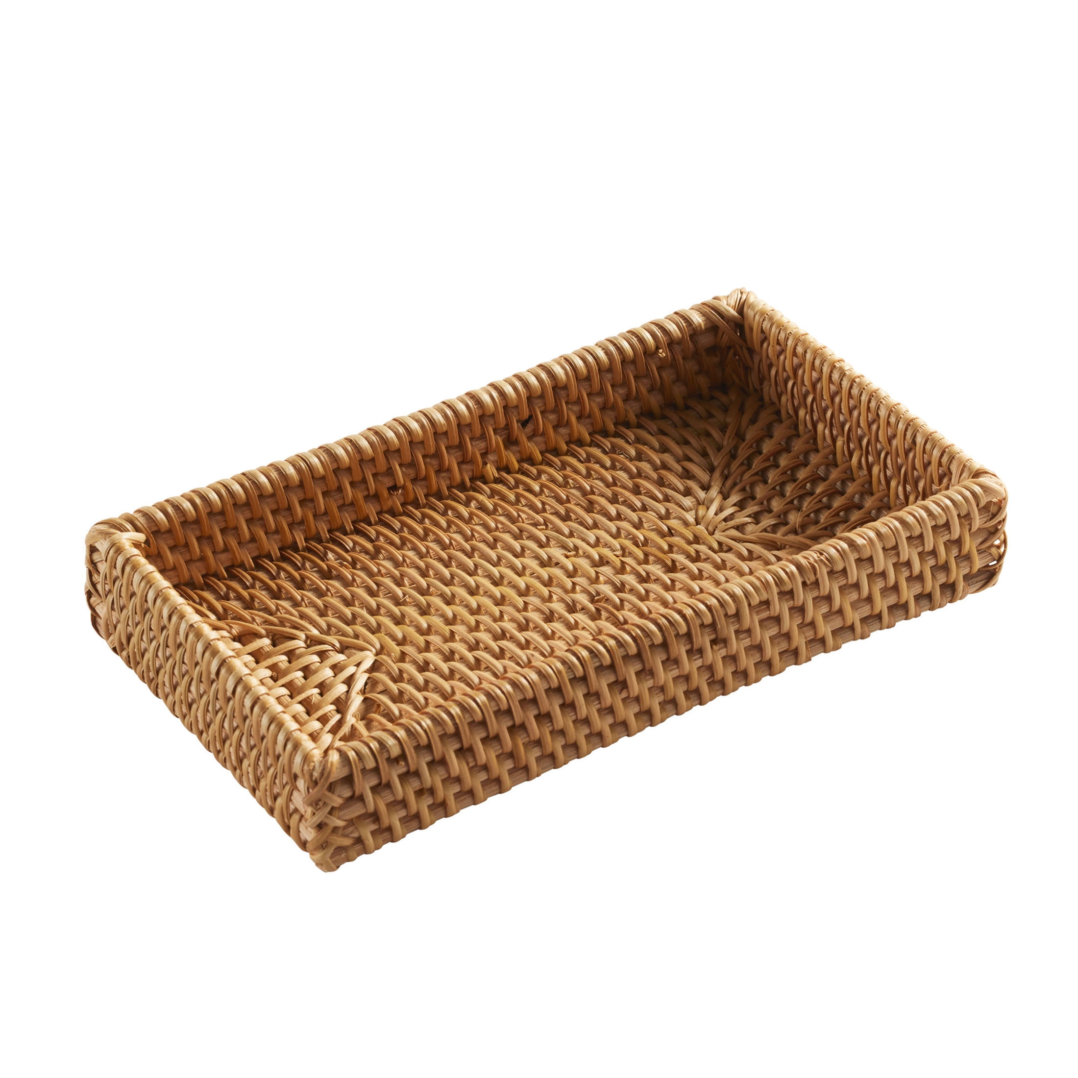 (3 pack) Better Homes & Gardens Brown Rattan Bathroom Cosmetic & Toiletry Tray