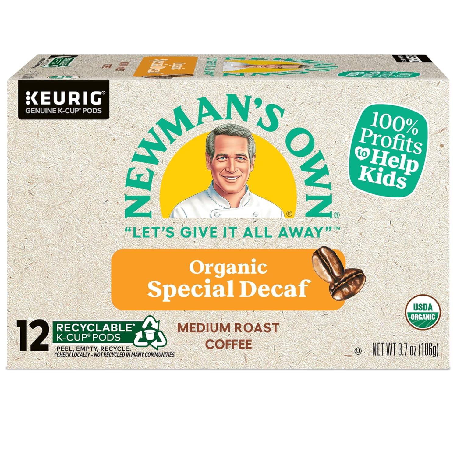 Newman's Own Organics Special Blend Decaf Keurig Single-Serve K-Cup Pods, Medium Roast Coffee, 72 Count