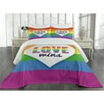thumbnail image 2 of Ambesonne Rainbow Quilted Coverlet 3 Pcs, LGBT Pride Love Wins, King Size, Multicolor, 2 of 4