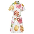 thumbnail image 5 of Candy Pattern Rainbow Lollipop Womens Shirt Dresses Women'S Short Sleeve Dress Turn-Down Collar Dress A Line Casuall Dress Oversize(XS-6XL), 5 of 7
