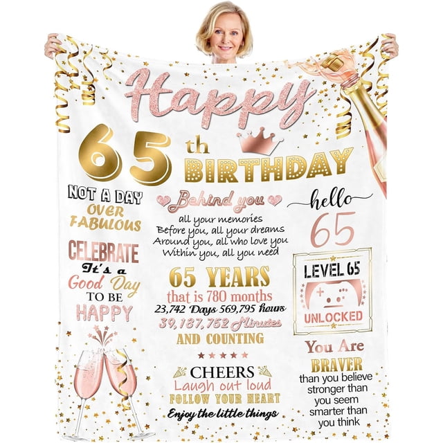 LHSHID 65th Birthday Gifts for Women 65th Birthday Decorations for Women Best Gifts for 65 Year Old Woman 65th Birthday Gift Ideas 65th Birthday Blanket for Wife Mom Sister Friends 30"x40"