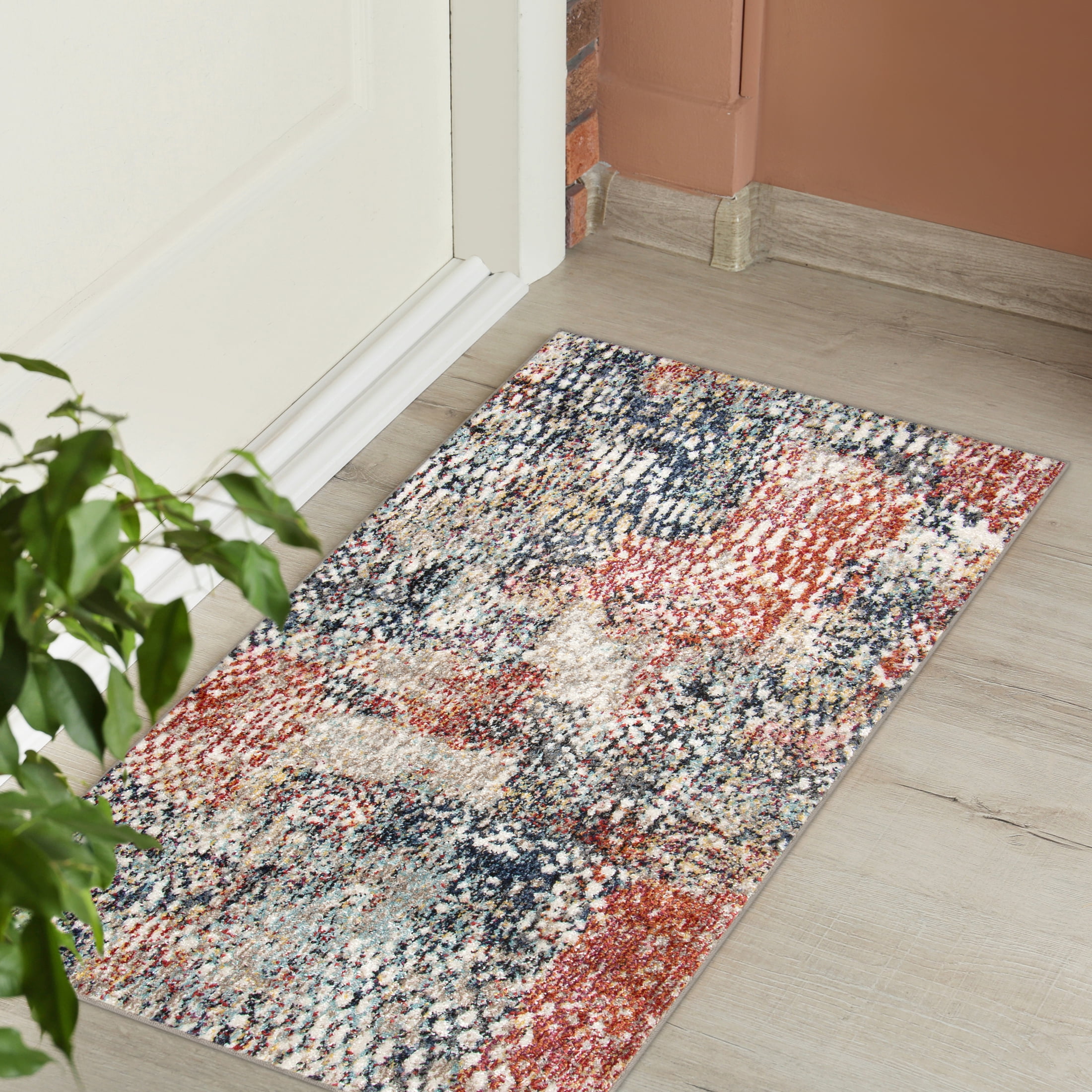 Mainstays Modern Morgana Multi-Color 20 in x 34 in Olefin Area Rug with Frieze Accents