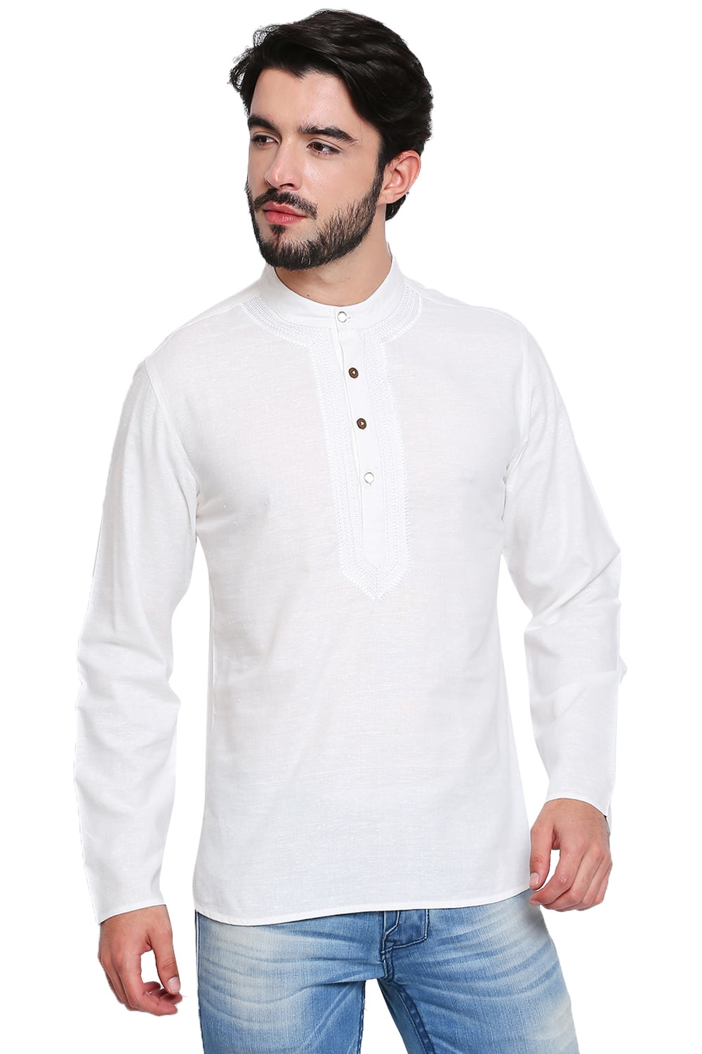 Shatranj Men's Banded Collar Shirt 