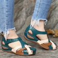 thumbnail image 2 of Sandales pour Femmes à Bout Souple à Talons Bas Chaussures d'Été pour Femmes Sandales à Talons Multicolores Chaussures d'Été pour Femmes Talon Chaussures Femme Vert_32 42, 2 of 6