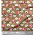 thumbnail image 1 of Soimoi Brown Poly Georgette Fabric Cloud & Hot Air Balloon Holiday Printed Craft Fabric by the Yard 52 Inch Wide, 1 of 3